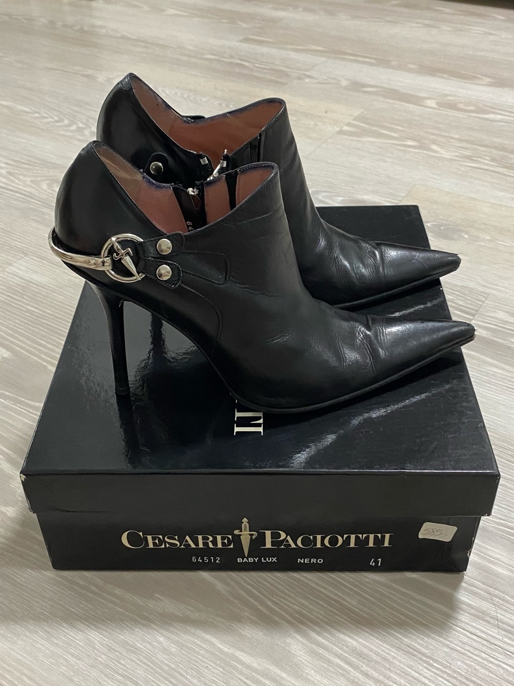 Cesare Paciotti - Black Leather Pointed Toe Booties